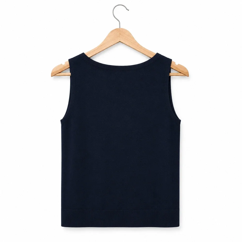 Madewell Boatneck Sleeveless Sweater Womens Small Dark Navy Merino Wool Silk NWT